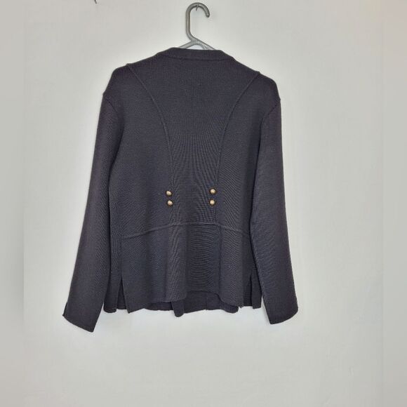 Carine Paris 100% Wool Sweater Black Military Gothic Victorian Size 3 Medium - Picture 9 of 13